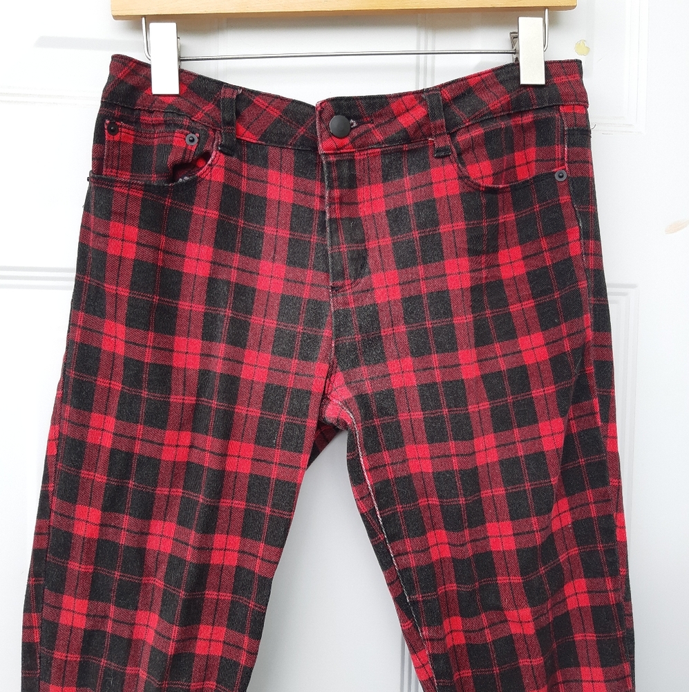 Red Plaid Jeans - Picture 3 of 11